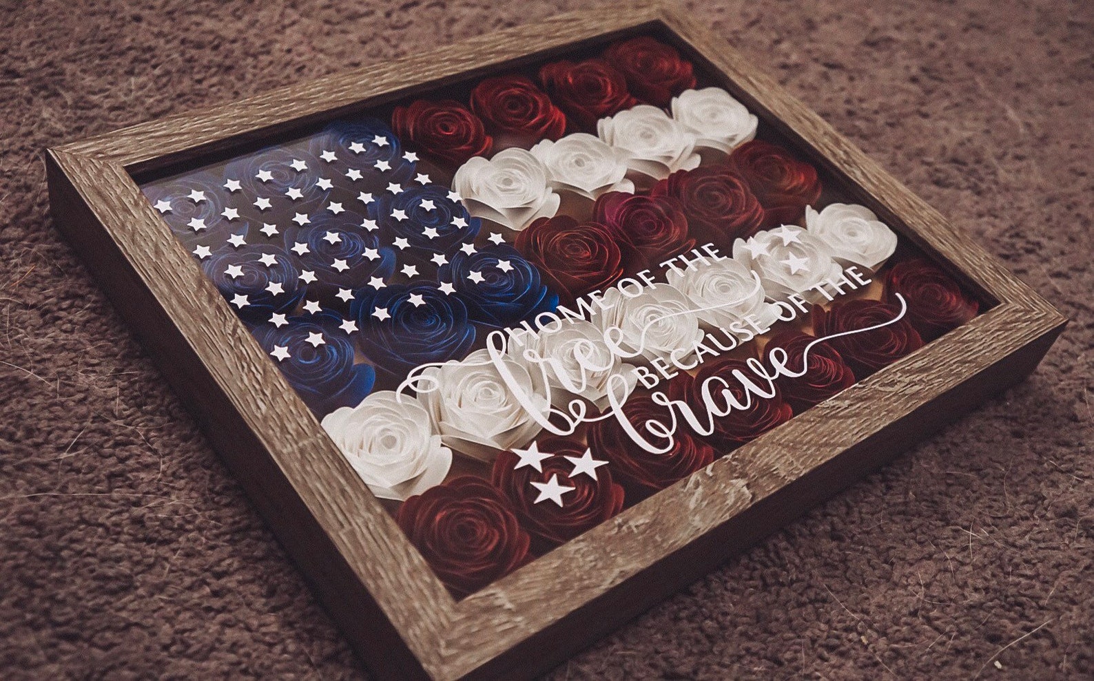 Flower Shadow Box American Flag Gift for Veteran Home of Etsy