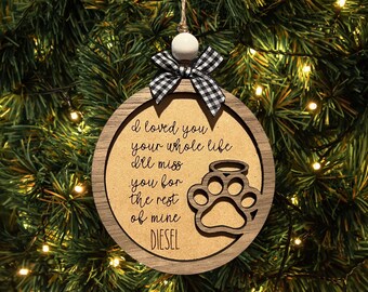 Pet Memorial Ornament - Personalized Pet Ornament - Christmas Tree 2023 - Christmas Decor - In Memory Of - Dog Paw Print Angel Ornament