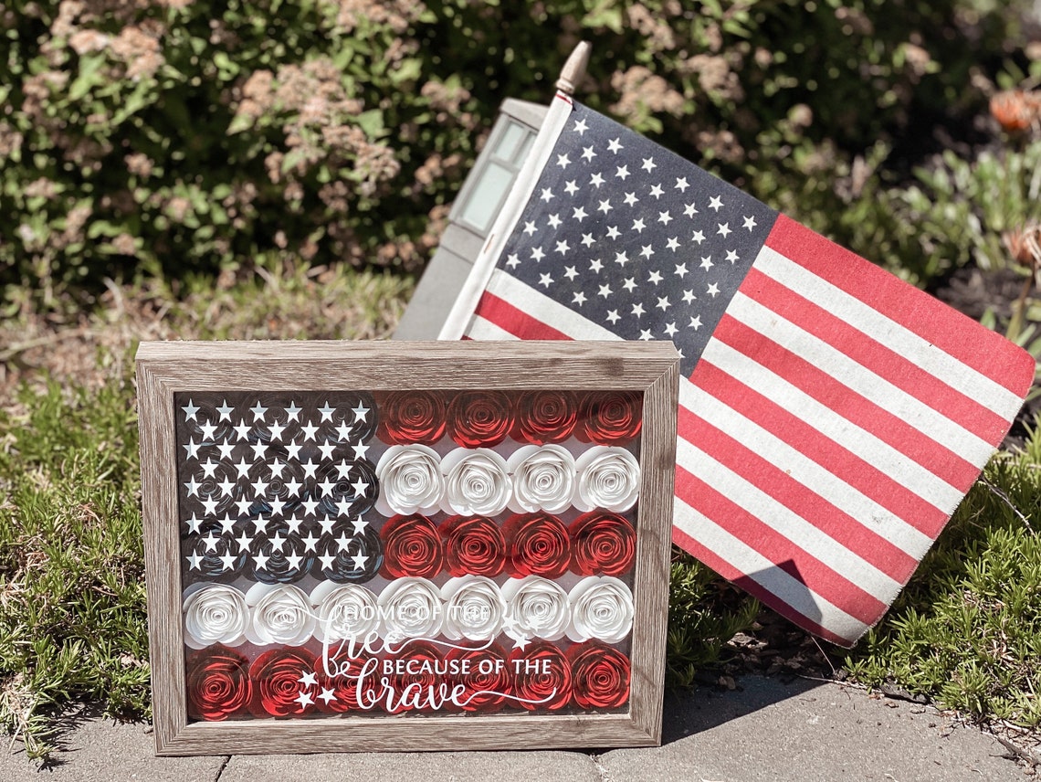 Flower Shadow Box American Flag Gift for Veteran Home of Etsy