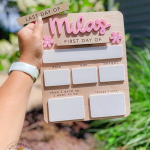 Interchangeable Personalized Back to School Sign for Kids - Custom Wooden First Day/Last Day Sign - Back to School Board for First/Last Day