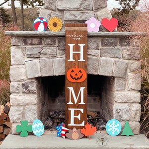 Welcome to Our Home Wood Sign with Interchangeable “O” Wood Cutouts - Interchangeable Home Sign - Welcome Sign - Christmas Gift