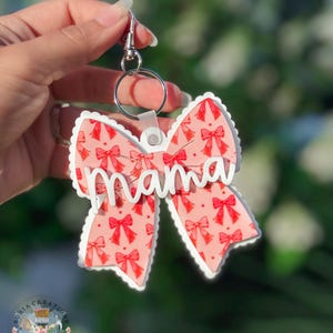 Pink Bows Back Pack Bag Tags - Personalized Acrylic Name Bag Tag - Back to School Bag Tag - Diaper Bag Tag - Tags for Girls - Bag Charm