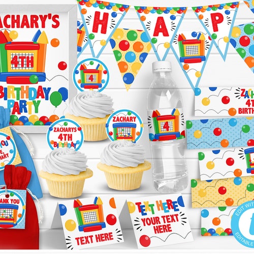 Bounce House Birthday Decorations Bounce House Party Package Etsy