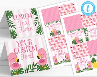 Flamingo Food Tent Cards with Changeable Text Pink Flamingo Party PDF Flamingo Party Editable Flamingo Food Tent Cards Flamingo Birthday