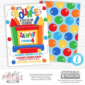 Bounce House Birthday Invitation, Moon Bounce Birthday Invitation, Jump Party Invitation, Bounce House Invite, Editable Template #998