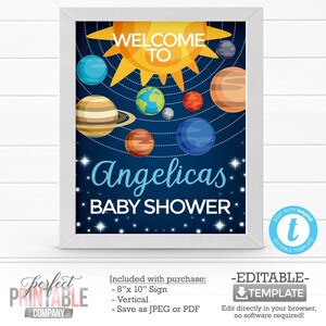 Outer Space Welcome Sign, Planet Welcome Sign, Solar System Welcome Sign, Space Baby Shower Decorations #1018