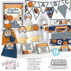 Sports Baby Shower Decorations, Sports Baby Shower Package Bundle, Sports Baby Shower Kit, Sports Baby Shower Decor #947