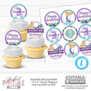 Mermaid Cupcake Toppers, Mermaid Cake Topper, Mermaid Birthday Party Decorations, Mermaid Birthday Party Theme #1034