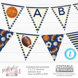 Sports Banner, Sports Triangle Banner, Sports Happy Birthday Banner, Sports Baby Shower Banner, Sports Decorations, Bunting Banner #947