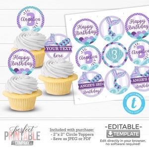 Mermaid Cupcake Toppers, Mermaid Cake Topper, Mermaid Birthday Party Decorations, Mermaid Birthday Party Theme #1034