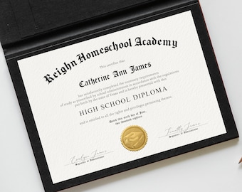 Editable Homeschool Diploma Template, High School Diploma, High School Graduation Certificate, Printable DIY Diploma, Fake Diploma #2114