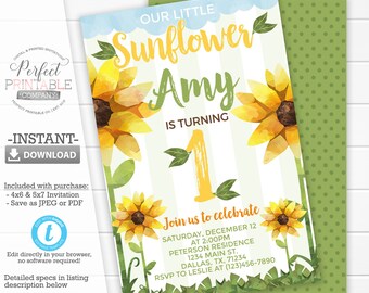 sunflower invitation etsy