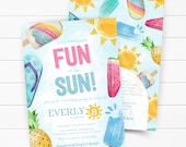Summer Birthday Invitation, Popsicle Invite, Fun in the Sun Party, Tropical Pool Party Theme, Editable Template