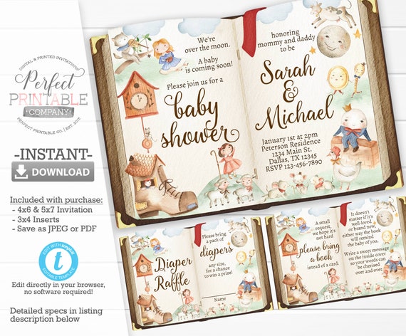 nursery rhyme baby shower invitations