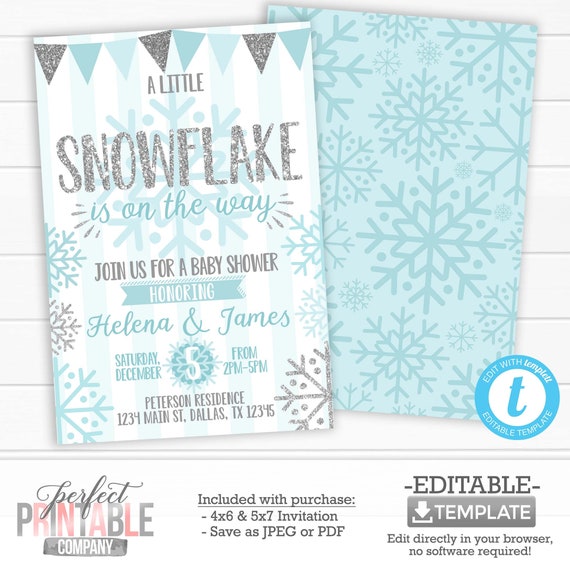 Snowflake Baby Shower Invitation Winter Wonderland - Winter Baby Shower Invitations Templates Snowflake Baby Shower Invitation Winter Wonderland - Winter Baby Shower Invitations Templates