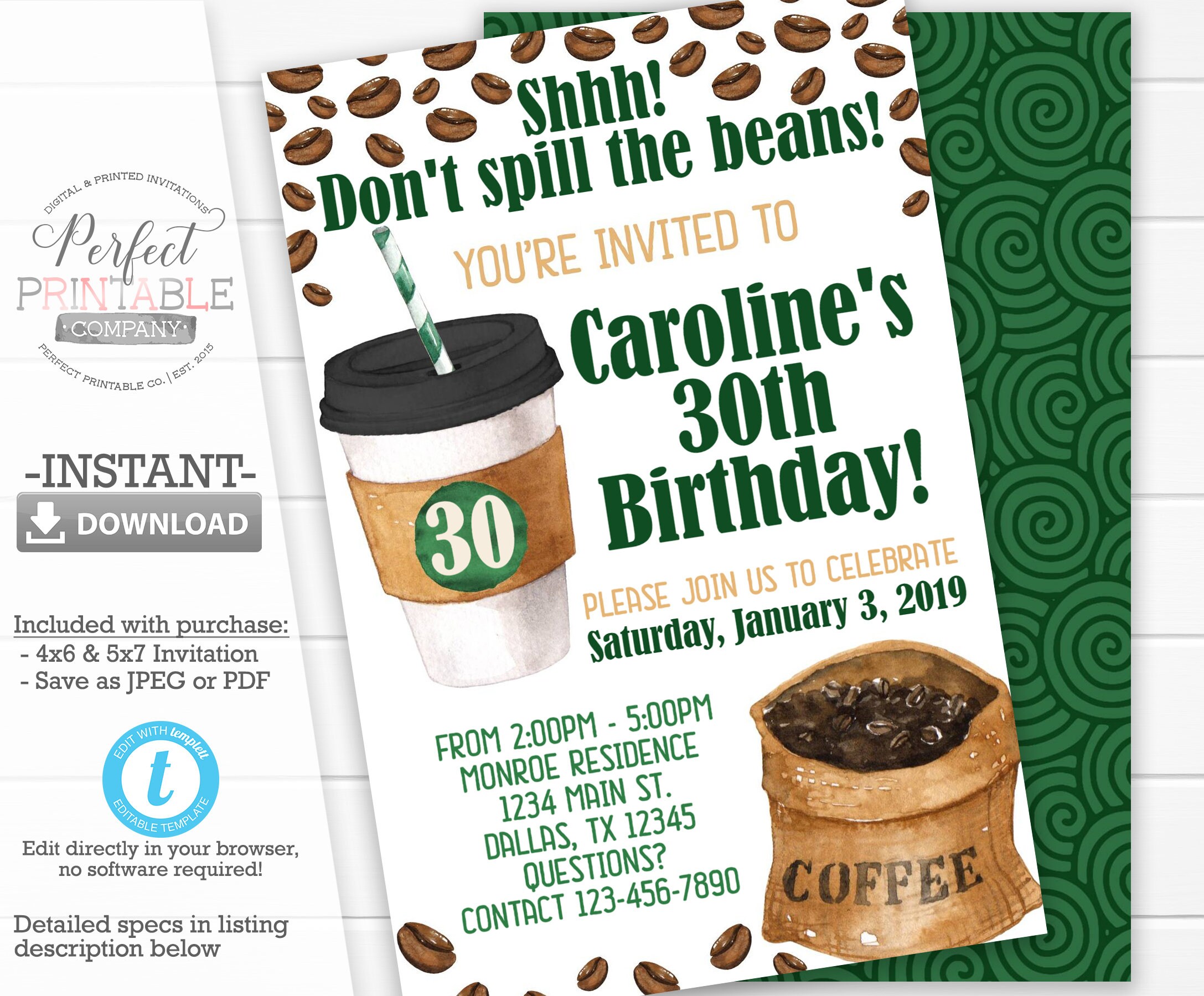 Coffee Birthday Party Invitation Espresso Birthday Etsy Ireland