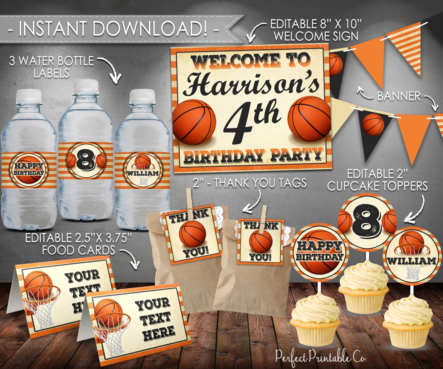 Basketball Party Pack Package Basketball Party Kit Etsy