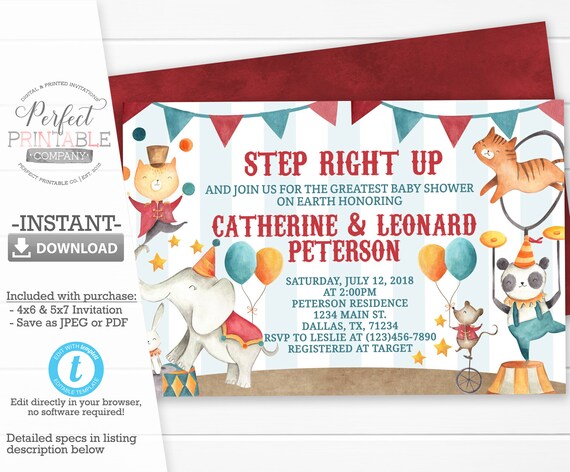 carnival baby shower invitations
