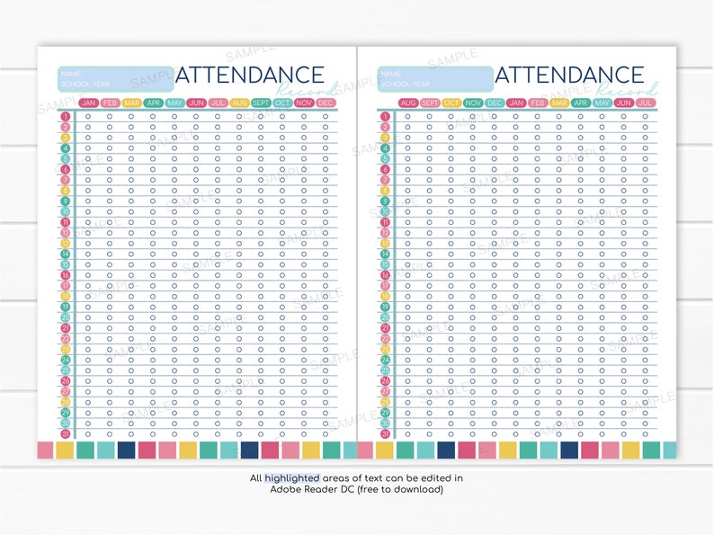 Homeschool Attendance Record Student Attendance Log Child - Etsy