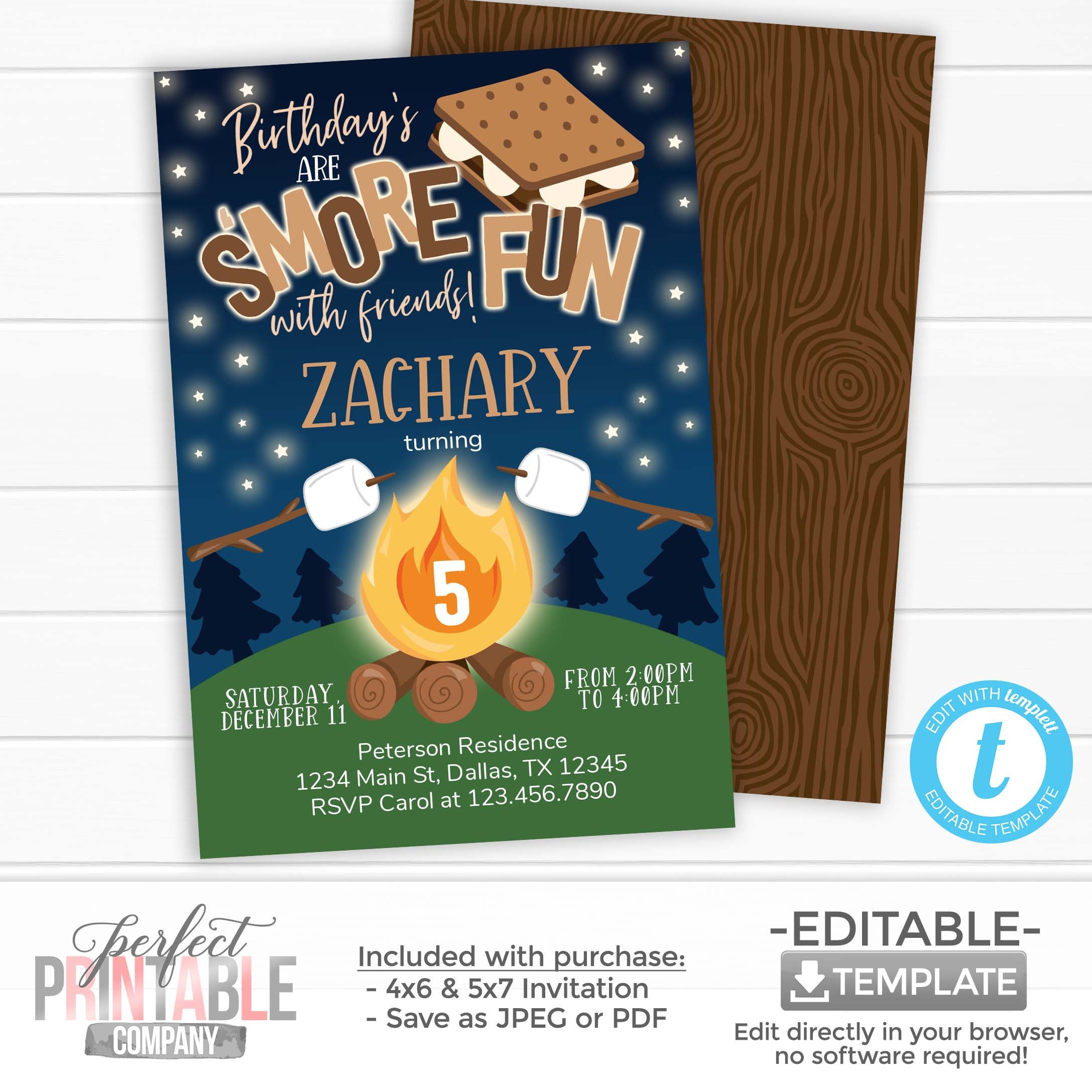 S'mores Birthday Party Invitation Smores Invite Smore Fun | Etsy