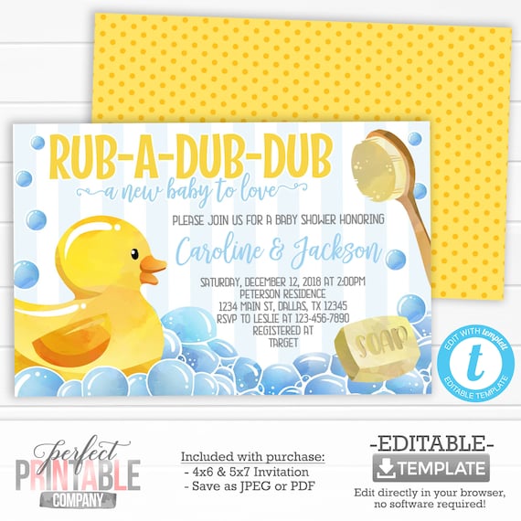 Rubber Duck Baby Shower Invitations