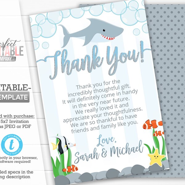 Shark Thank You Note - Etsy