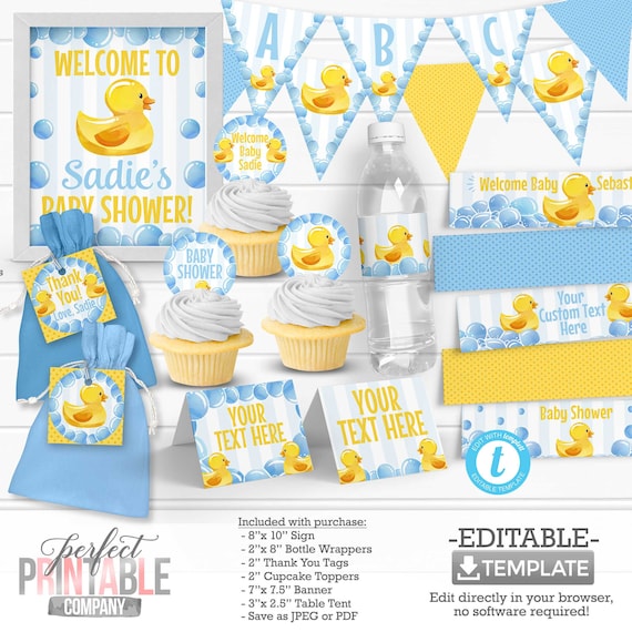 Rubber Duck Baby Shower Decorations Rubber Duck Baby Shower Etsy