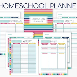 Homeschool Curriculum Planner - Homeschool Organizer - Daily Lesson Planner - Homeschooling Package Kit Bundle - Editable Template #2005