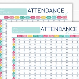 Homeschool Attendance Record - Student Attendance Log - Child Attendance Tracker - Attendance Sheet - Editable Template PDF #2005