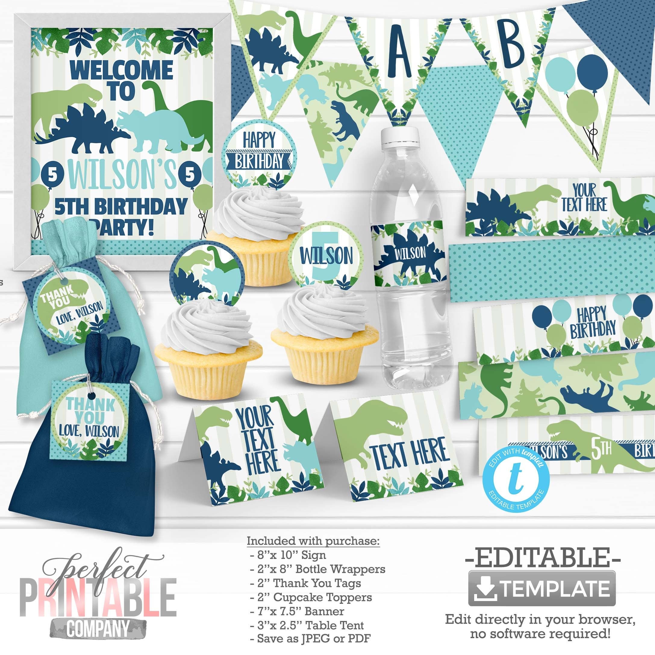 Editable Water Bottle Labels Baby Shower Birthday Blue