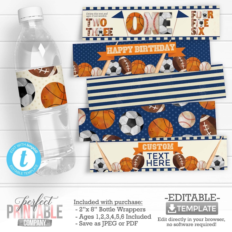 Sports Water Bottle Labels Sports Water Bottle Wrappers Etsy