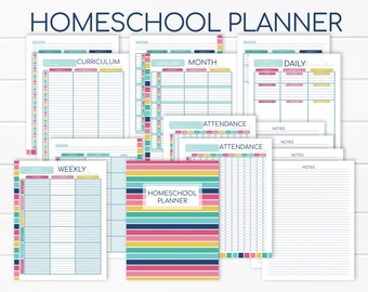 Homeschool Curriculum Planner - Homeschool Organizer - Daily Lesson Planner - Attendance Record Log Tracker - Classroom Notes #2005