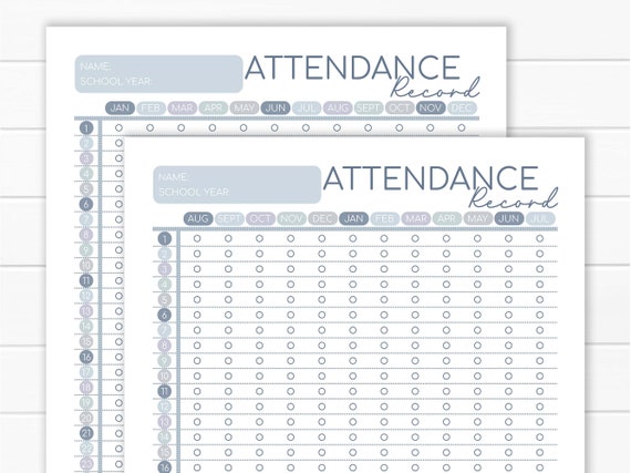 Homeschool Attendance Record Student Attendance Log Child - Etsy