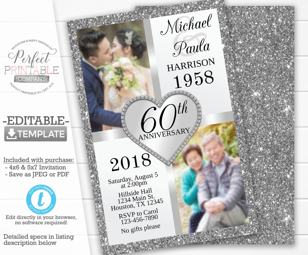 Silver Anniversary Invitation Template Silver Wedding image