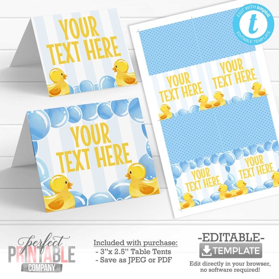 Rubber Duck Table Tents Rubber Duck Place Cards Rubber Duck | Etsy
