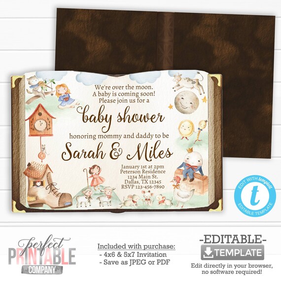 mother goose baby shower invitations
