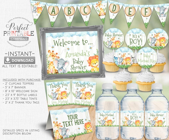 Safari Baby Shower Decorations Safari Baby Shower Package Etsy