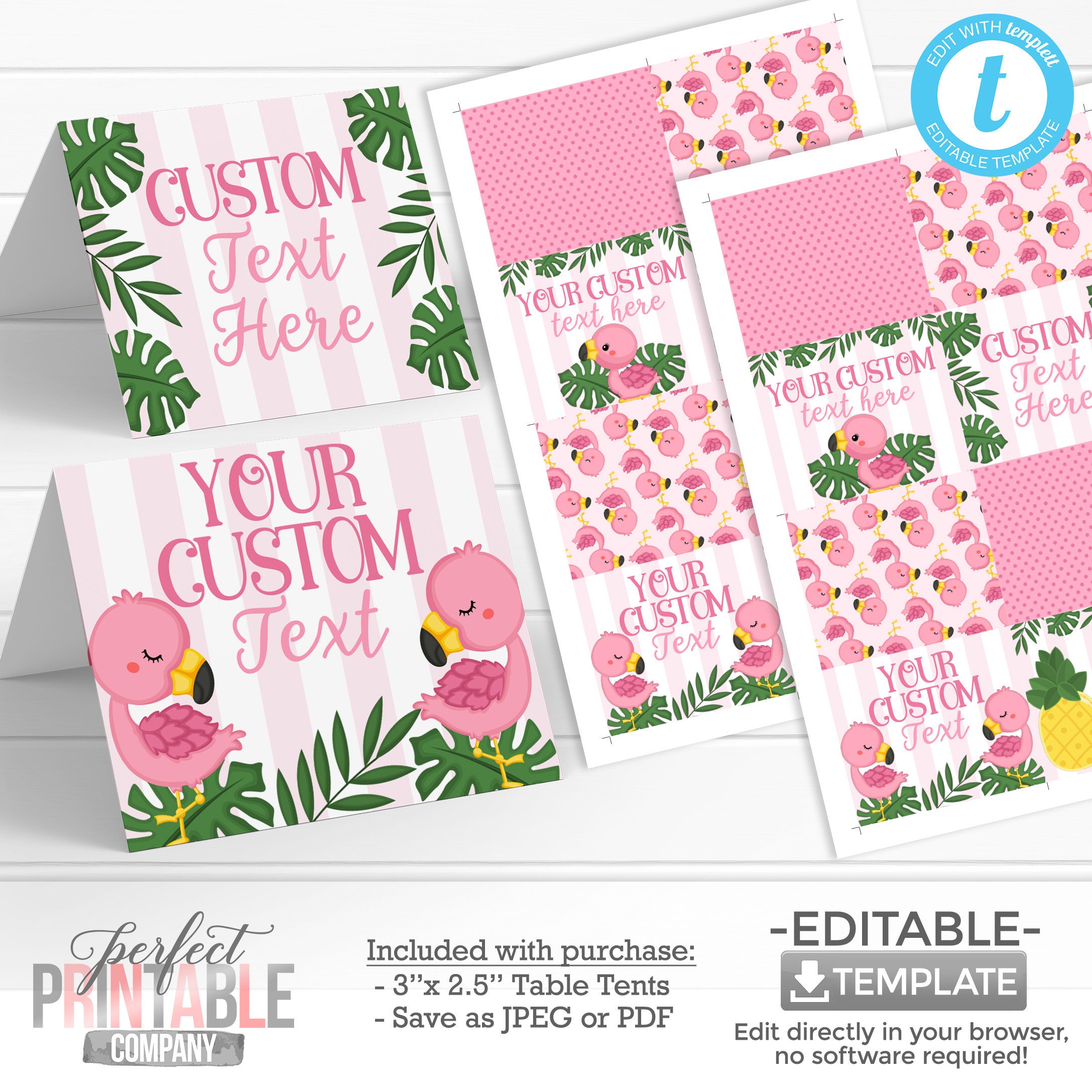 Flamingo Table Tents Flamingo Place Cards Flamingo Food Labels Tropical Flamingo Birthday Party Decorations Flamingo Theme