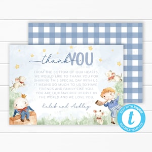 Kinderrijmpje Bedankkaart - Moeder Gans Bedankbriefje - Sprookjesachtige babyshower - Klassiek kinderverhaal - Bewerkbare sjabloon #2106