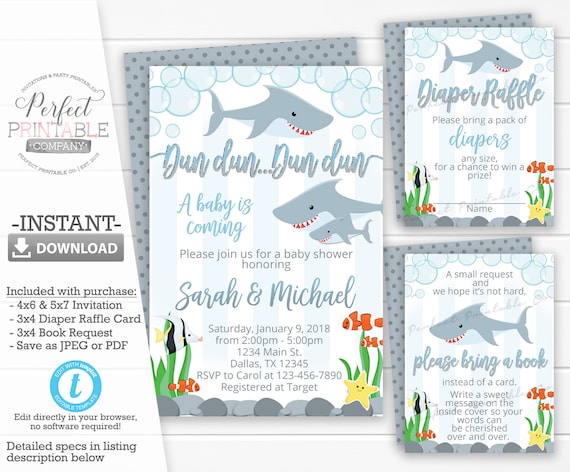 shark baby shower invitations