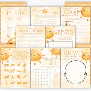 Sunshine Baby Shower Games | Sun Activities | Boy Baby Shower Games | You are My Sunshine Baby Sprinkle Games | Instant Download #2013