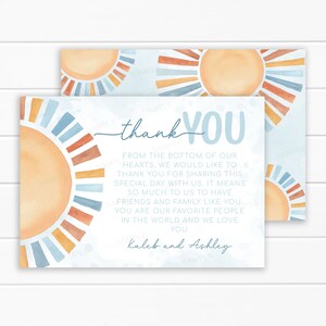Plantilla de tarjeta de agradecimiento Sunshine - Nota de agradecimiento Sun - Carta de agradecimiento - Eres mi Baby Shower Sunshine - Cumpleaños Sunshine #2115