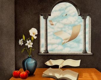 Rafal Olbinski "Calendar of Yesterdays Wishes" Lithograph on Paper, Coa