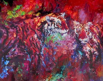 Mark King "Tigers" Limited Edition Print : Giclee on Canvas W/COA, Signed