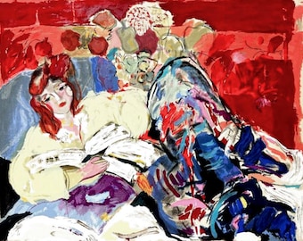 Lea Avizedek - Reading Hour Hand Signed Numbered Limited Edition Serigraph on Paper