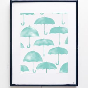 Umbrella Watercolor Print - SMc. Originals, watercolor painting, modern, whimsy, nursery decor, nursery art, nursery print, decor