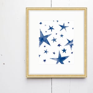 Stars Watercolor Print SMc. Originals, watercolor painting, nursery decor, nursery art, stars watercolor, nursery watercolor, original art image 1