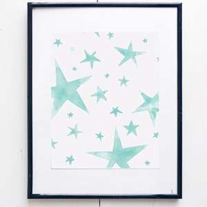 Stars Watercolor Print SMc. Originals, watercolor painting, nursery decor, nursery art, stars watercolor, nursery watercolor, original art image 2