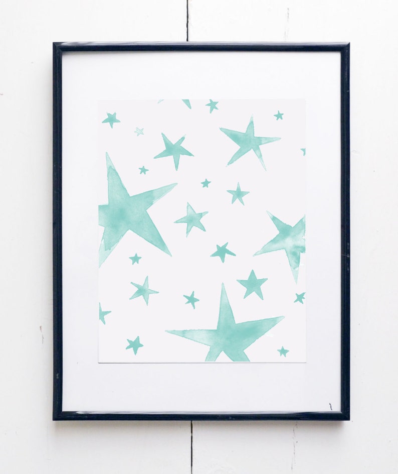 Stars Watercolor Print SMc. Originals, watercolor painting, nursery decor, nursery art, stars watercolor, nursery watercolor, original art image 2