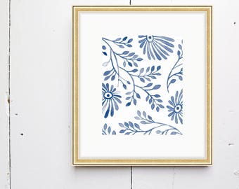 Soft Floral Watercolor Print- SMc. Originals, watercolor painting, rustic, modern, original artwork, watercolor print, simple, pattern print